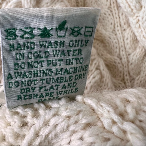 Aran Crafts 100% Merino Wool Natural Puffy Sleeve Sweater Size XL NWT - Picture 7 of 9